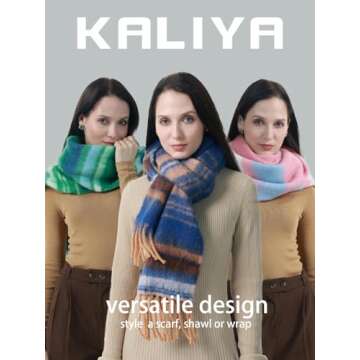 kaliya Womens Winter Scarf for Women Chunky Oversized Striped, Women's Fashion Scarves Colorful Large Christmas Blanket Scarf(Red)