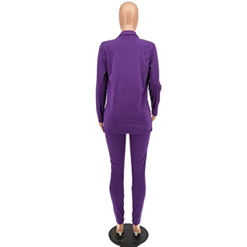 Women's Elegant 2 Piece Blazer and Pants Set in Purple