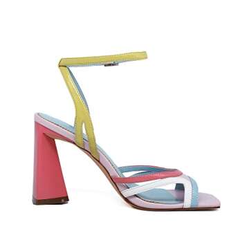 vivianly Womens Sandals Square Open Toe Chunky High Heel Strappy Ankle Strap Heels Sandals for Women...