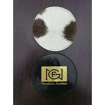 NGF Cowhide Coaster Set of 6 pcs Natural Cowhide Drink Coasters Hair On Round Coasters Leather Tea Cup Coasters Home Decor & Home Living Ideas Multicolor 4.5 x 4.5 x 0.5 inches