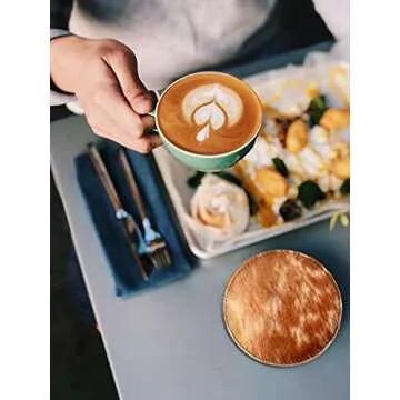 NGF Cowhide Coaster Set of 6 pcs Natural Cowhide Drink Coasters Hair On Round Coasters Leather Tea Cup Coasters Home Decor & Home Living Ideas Multicolor 4.5 x 4.5 x 0.5 inches