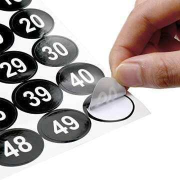10 Sheets 1 to 50 Number Stickers Vinyl Consecutive Number Stickers Self Adhesive Decal for Indoor and Outdoor Waterproof Labels Number Inventory Stickers for Inventory Classification(Black,1 Inch)