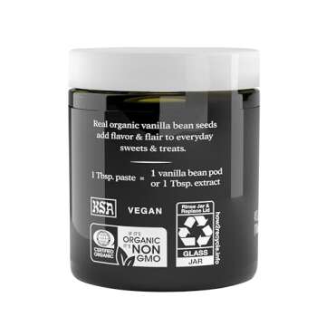Simply Organic Vanilla Bean Paste, 4 Ounce Jar, Certified Organic, Kosher, Vegan, Non-GMO Rich Soft Paste, Warm Woody Aroma