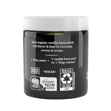 Simply Organic Vanilla Bean Paste, 4 Ounce Jar, Certified Organic, Kosher, Vegan, Non-GMO Rich Soft Paste, Warm Woody Aroma