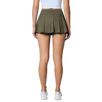 MEIVSO Women's Flowy Tennis Skirts with Built-in Shorts