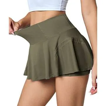 MEIVSO Women's Flowy Tennis Skirts with Built-in Shorts