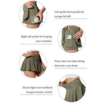 MEIVSO Women's Flowy Tennis Skirts with Built-in Shorts