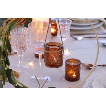 Elegant 24pcs Vintage Amber Votive Candle Holders