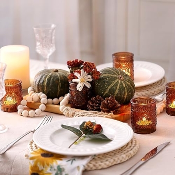 Elegant 24pcs Vintage Amber Votive Candle Holders
