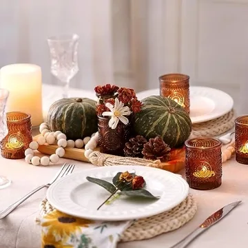 Elegant 24pcs Vintage Amber Votive Candle Holders