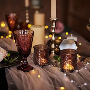 Elegant 24pcs Vintage Amber Votive Candle Holders