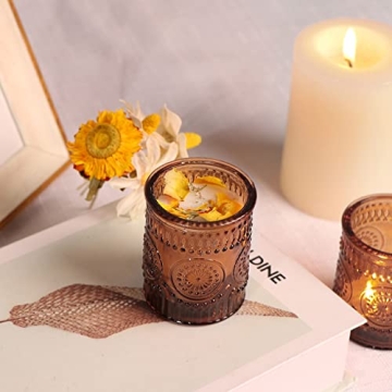 Elegant 24pcs Vintage Amber Votive Candle Holders