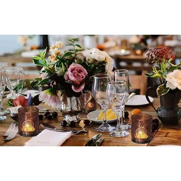 Elegant 24pcs Vintage Amber Votive Candle Holders