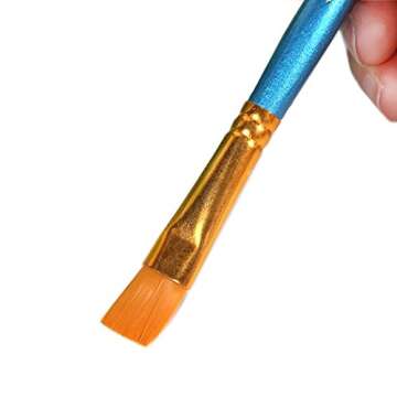 1 Set of 10 Pieces Synthetic Hair Paint Brushes, Blue, for Acrylic, Oil and Watercolor Painting