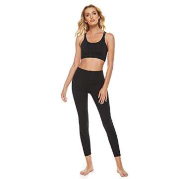 FORLAND Strappy Sports Bra for Women - Women's Padded Cross Back Sports Bras Medium Impact Running Yoga Bra,Black,X-Large