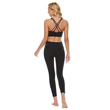 FORLAND Strappy Sports Bra for Women - Women's Padded Cross Back Sports Bras Medium Impact Running Yoga Bra,Black,X-Large