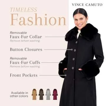 Vince Camuto Women's Winter Coat with Removable Fur Trim