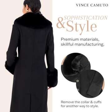 Vince Camuto Women's Winter Coat with Removable Fur Trim