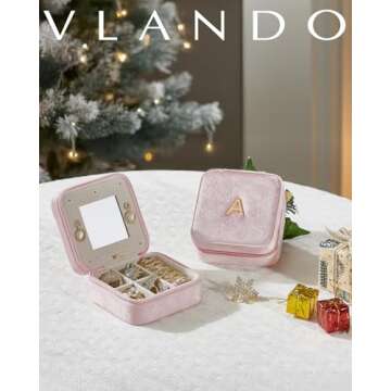 Vlando Travel Jewelry Organizer - Stylish, Personalized Jewelry Case for Women