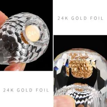 SIYOUKI Crystal Shot Glasses 0.5oz Set ，Decorated With 24K Gold Leaf Flakes, Lead-Free,Handmade Set Suitable For MaoTai,Spirits,Drinks Tastin, Gift-Box Packaging (Diamond-2PCS)