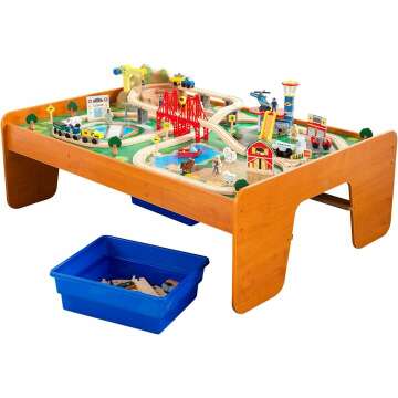 KidKraft Wooden Train Set with Table & 100 Pieces