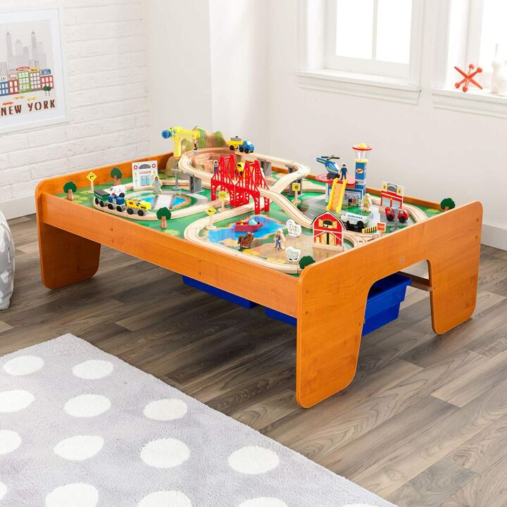 KidKraft Wooden Train Set with Table & 100 Pieces