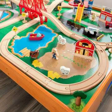 KidKraft Wooden Train Set with Table & 100 Pieces