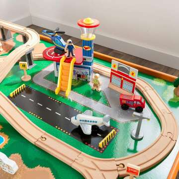 KidKraft Wooden Train Set with Table & 100 Pieces