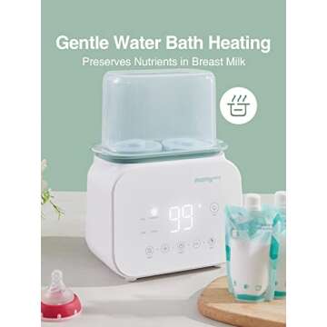 MOMYEASY Bottle Warmer, Fast Baby Bottle Warmer for Breastmilk Formula, 7-in-1 Food Heater&Breast Milk Defrost with LCD Display, Baby Formula Warmer for All Bottles with 24H Temperature Control
