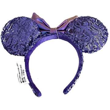 Disney Parks Potion Purple Sequin Irridescent Bow Mickey Minnie Mouse Ears Headband