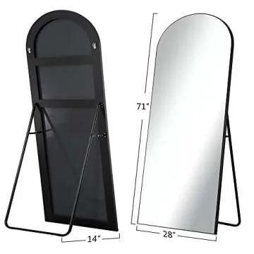 PexFix Arched Full Length Mirror Full Length Floor Mirror Floor Mirror Full Length Arched Wall Mirror Full Body Wall Mirror Sleek Arched-Top Mirror,Black,71''×28''