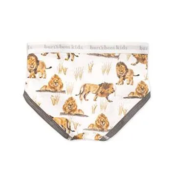 Burt's Bees Baby Toddler Boys' Organic Cotton Briefs - Tag-Free Comfort, Happy Herbivores, Size 4-5T