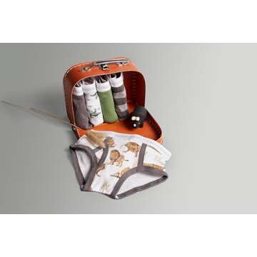 Burt's Bees Baby Baby Toddler Boys' Underwear, Organic Cotton, Tag-Free Comfort Briefs, Happy Herbivores, 4-5T