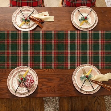 Softalker Christmas Checkered Tartan Table Runner 13 x 36 Inch