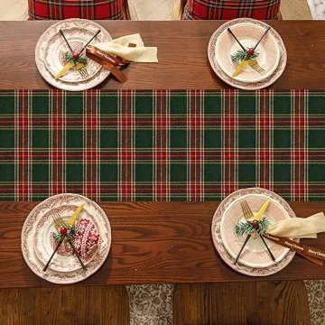 Softalker Christmas Checkered Tartan Table Runner 13 x 36 Inch
