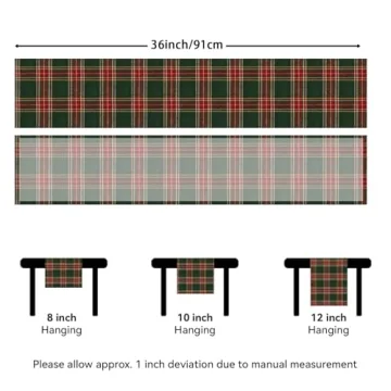 Softalker Christmas Checkered Tartan Table Runner 13 x 36 Inch