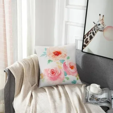 Emvency Floral Throw Pillow Cover - 20inx20in Square Design