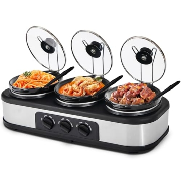 Triple Slow Cooker Buffet Server - Cook 3 Dishes Simultaneously