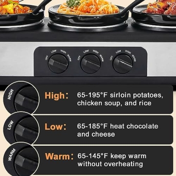 Triple Slow Cooker Buffet Server - Cook 3 Dishes Simultaneously