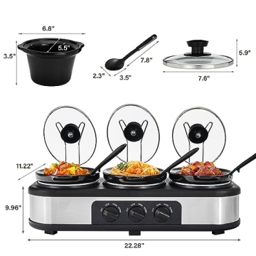 Triple Slow Cooker Buffet Server - Cook 3 Dishes Simultaneously
