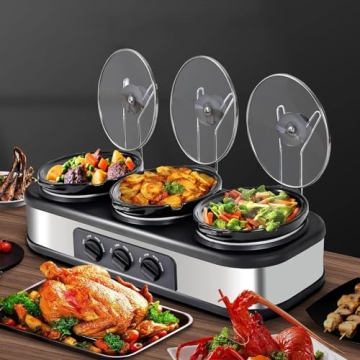 Triple Slow Cooker Buffet Server - Cook 3 Dishes Simultaneously