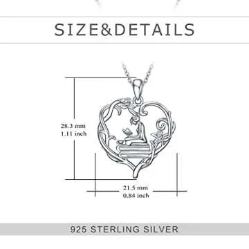 YFN 925 Sterling Silver Book Lover Necklace Reading Pendant Graduation Gift Jewelry for Women