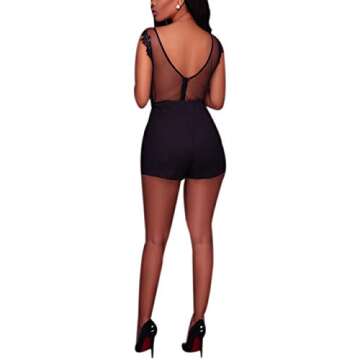 RARITYUS Women Sexy Lace Bodysuit Jumpsuit See Through Mesh Sleeveless/Long Sleeve Tops Swimsuit for Party Outfit