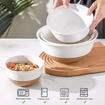 Stylish Hasense Ceramic Mixing Bowls Set for Your Kitchen