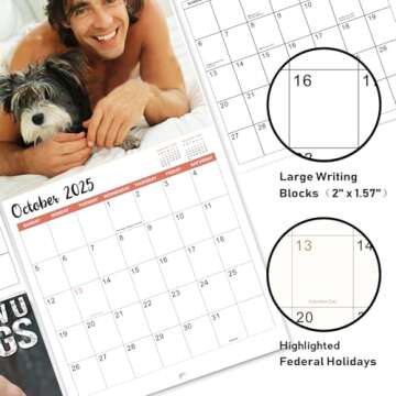 2025 Wall Calendar - Calendar 2025, 12 Monthly Wall Calendar 2025 from Jan. 2025 - Dec. 2025, 24" x 12" (Open), Men & Dog Calendar 2025, Funny Wall Calendar