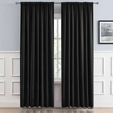 Black Curtains for Sliding Glass Door, Pinch Pleated Curtains for Track System Blackout Temporary Cu...