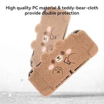 GeekShare Cute Plush Protective Case Cover Compatible with Switch - Shock-Absorption and Anti-Scratch - Plush Bear (for Switch OLED)