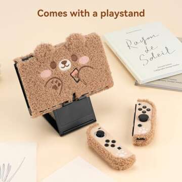 GeekShare Cute Plush Protective Case Cover Compatible with Switch - Shock-Absorption and Anti-Scratch - Plush Bear (for Switch OLED)