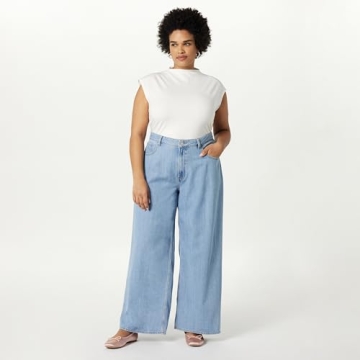 The Drop Women's Alba Wide-Leg Relaxed Denim Light Indigo