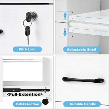 Wood File Cabinet with Rolling Wheels and Open Storage